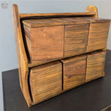 Handcrafted Wooden Masala Box with 6 Compartments – Traditional Indian Spice Organizer | Kitchen Spice Storage Container