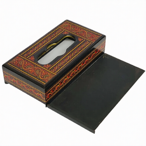 Handcrafted Naqshi Wooden Tissue Box – Decorative Tissue Holder (Red, Blue & Green)